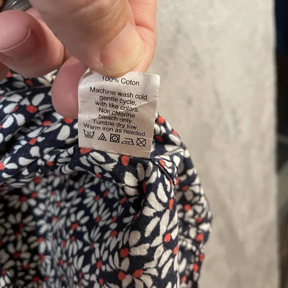J Crew Men's Large Blue Floral Flex Washed Slim‎ Fit Button Down Lightweight